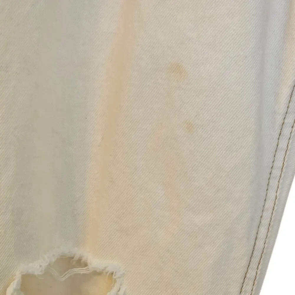 BDG Urban Outfitters Distressed Cowboy Jean Cream White Wide Leg Size 30